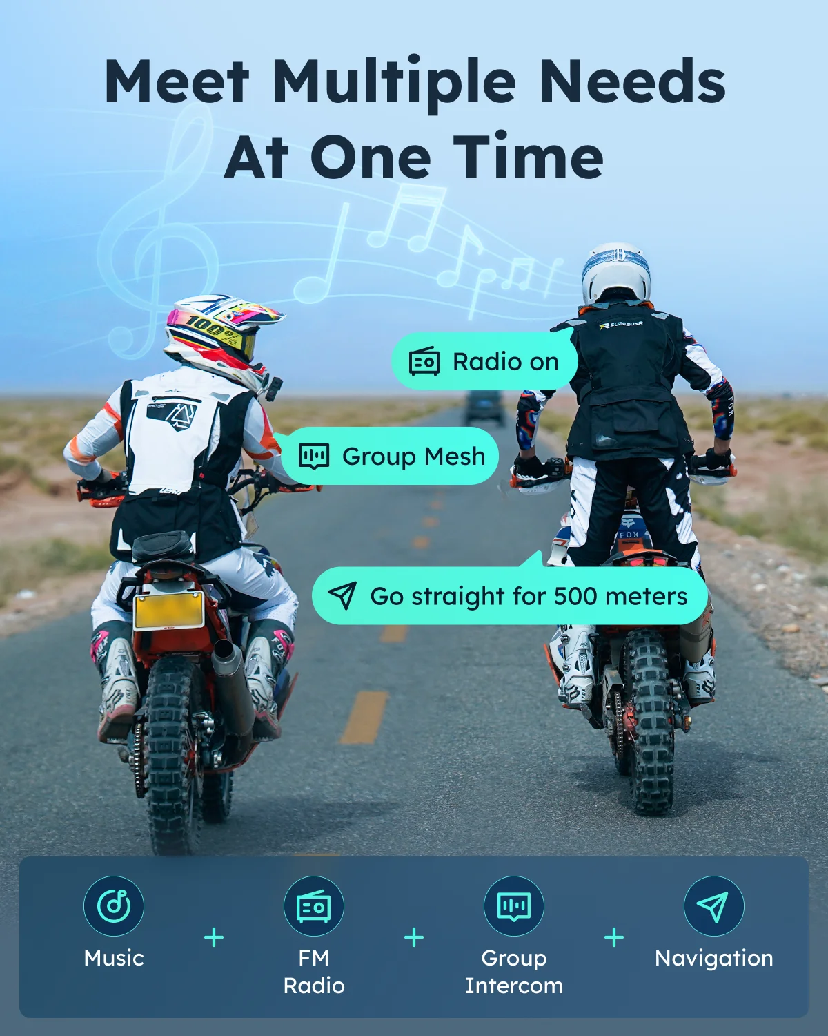 ASMAX S1 Motorcycle Intercom, CloudTalk 50-Rider Cross-Brand, Voice Command, HD Audio, IPX7, ENC Mic & App Connectivity