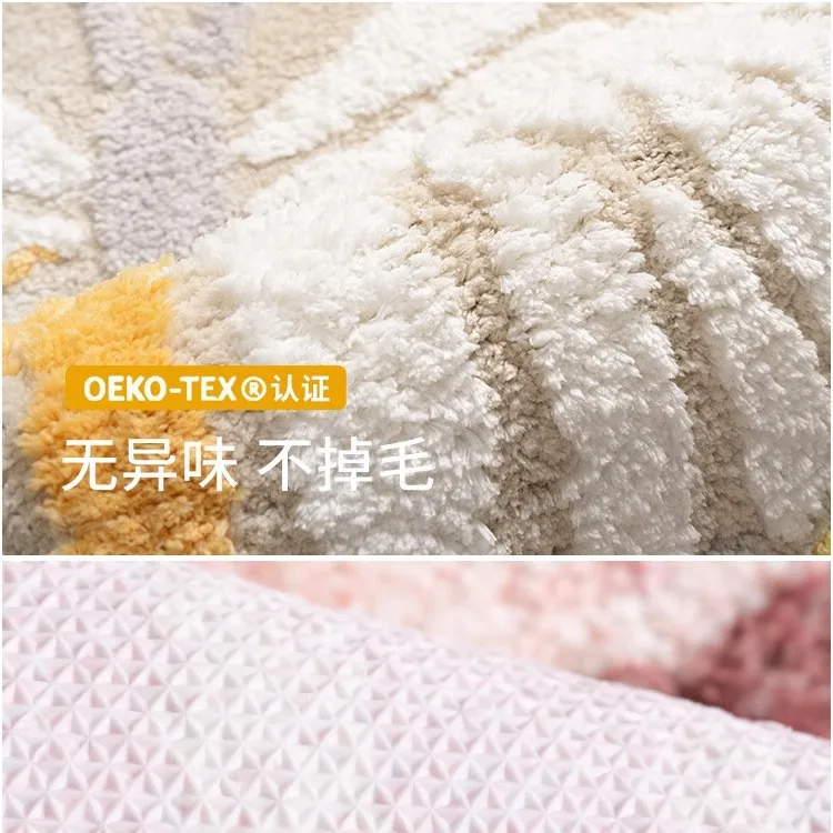 

Cute non-slip faux cashmere rug - bedroom bedside mat, home flocked bedside rug, living room carpet, kids' decorative floor mat