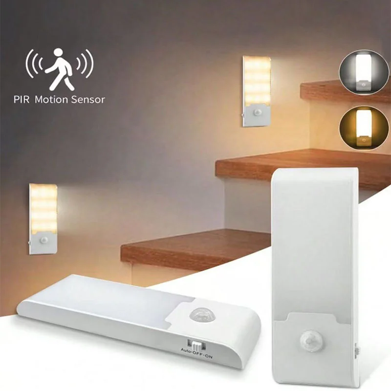 Motion Sensor LED Night Light Rechargeable Night Lamp Bedside Portable Kitchen Cabinet Night Lights for Bedroom Stairs Hallway