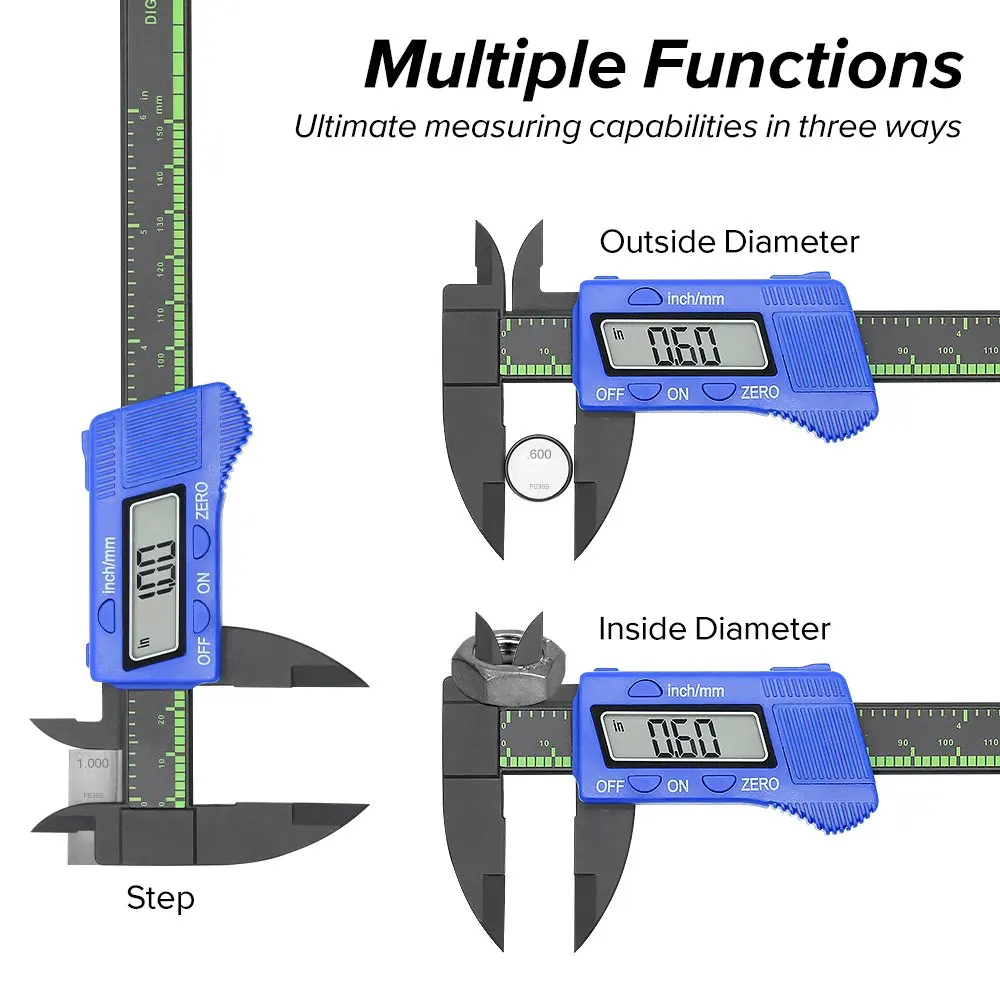 0 ~ 150Mm Pengukur Kaliper Digital Elektronik Pengukur Kaliper Vernier Dial Serat Karbon Alat Pengukur Mikrometer Alat Ukur Penggaris Digital Alat Tangan