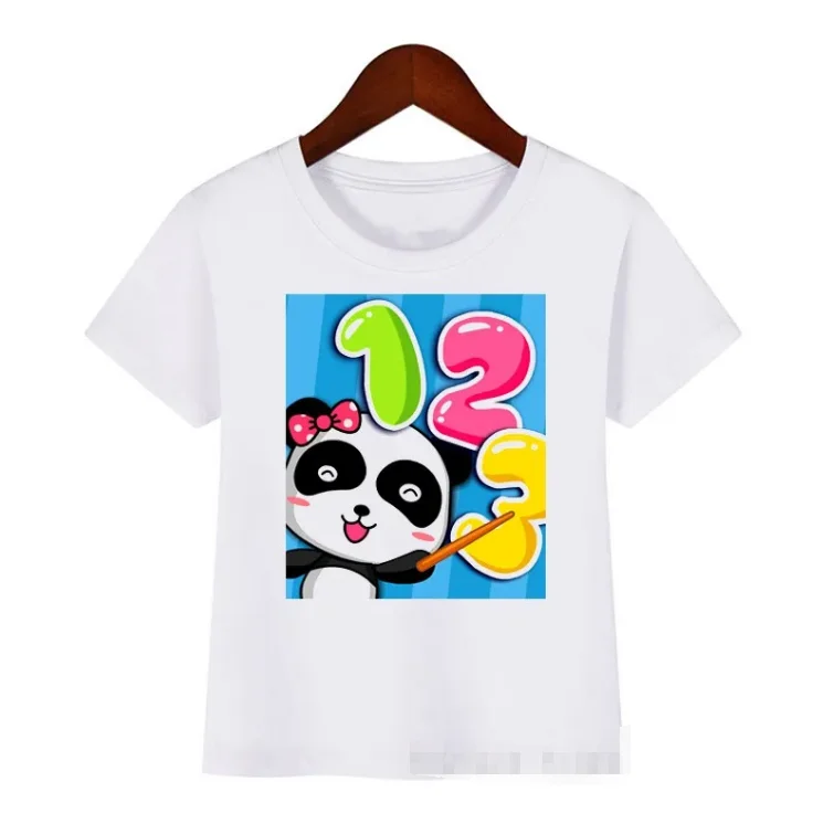 Funny  Rainbow Baby Panda Graphic Print Tshirt Girls/Boys Kids Clothes New Summer Short Sleeve T Shirt Tops