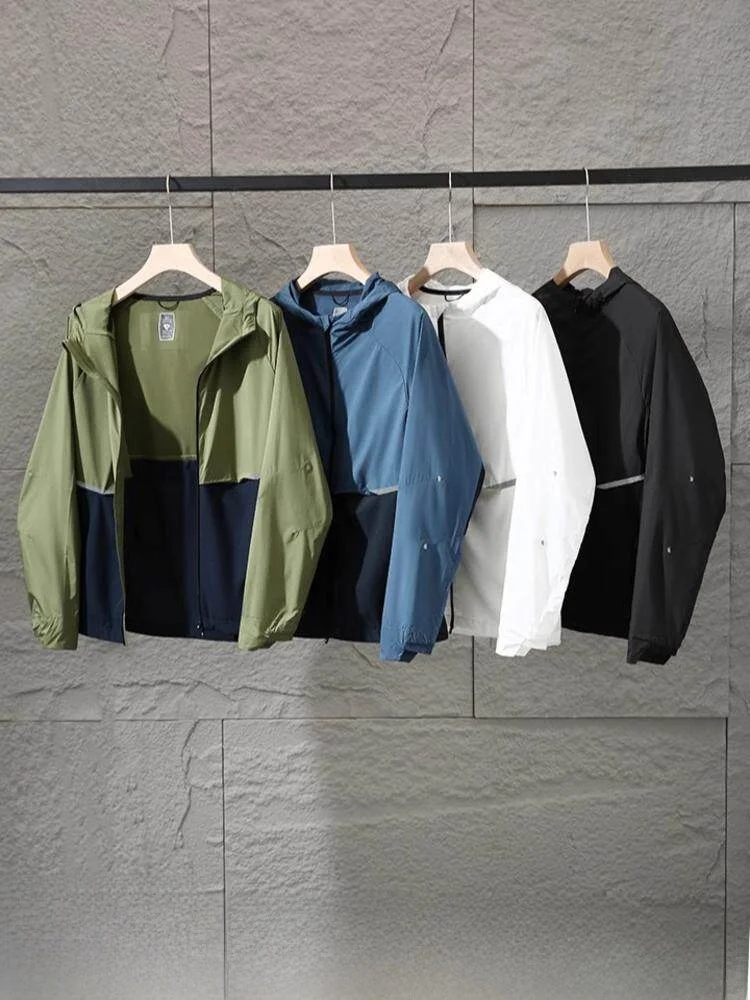 

Core Lightweight Outdoor Jacket Spring Summer Unisex Hooded Splice Coat Men's Women's Fashionable Standard Fit Long Sleeve