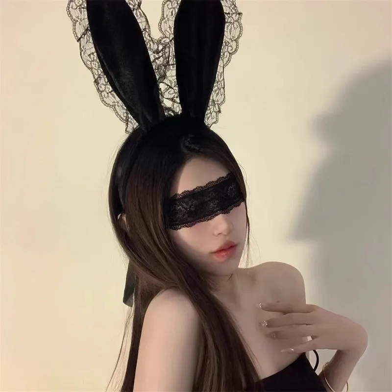 Rabbit Ears Pure Desire Hairband Abstinence LaceEdgeRabbit Girl HeadbandSexy InternetCelebrityAnchor Couple Accessories Eye Mask image 5