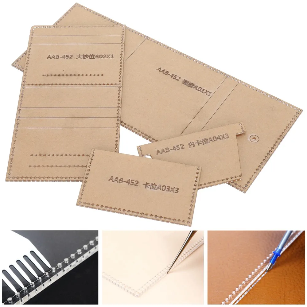 

4pcs Acrylic Wallet Template Kraft Paper Protective Film Transparent Purse Stencil Accurate Cutting Model