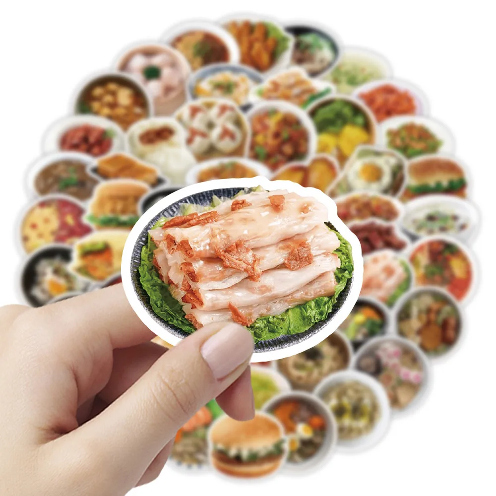 60 قطعة من ملصقات الوجبات الخفيفة الواقعية - شارات المطبخ النابضة بالحياة للمجلات وحافظات الهاتف وزجاجات المياه ومتجر ملصقات BulingBulingBuling #6