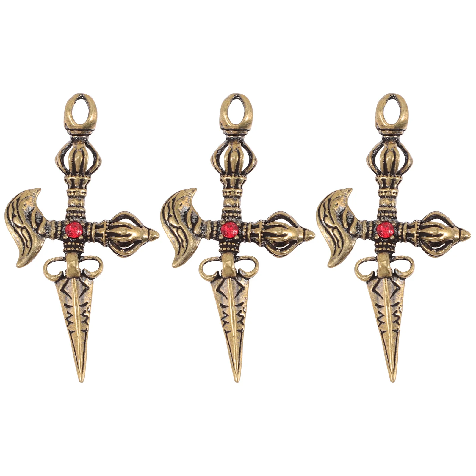 

3Pcs Brass Vajra Pestle Cross Charms Pendant Keychain Jewelry Buddhist Ornament Gift Small Cross Keychain Charms