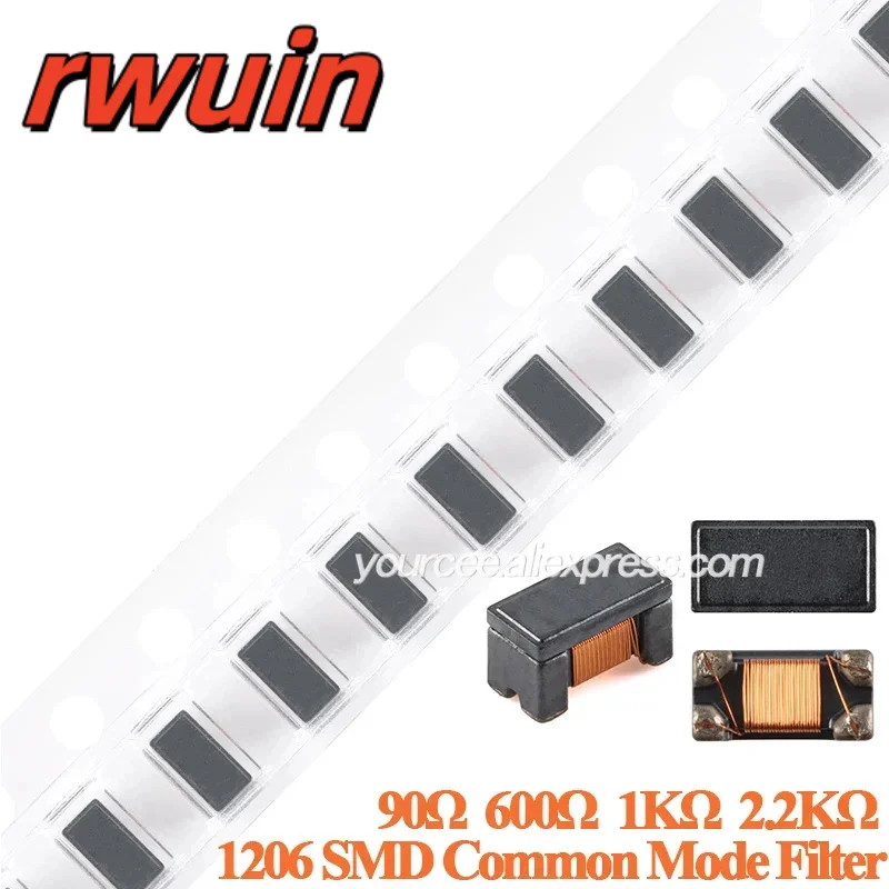 100pcs/10pcs SDCW3216 SDCW3216-2 1206 Chip Common Mode Filter Choke Coil Impedance 90R 600R 1KR 2.2KR ±25% 100MHz