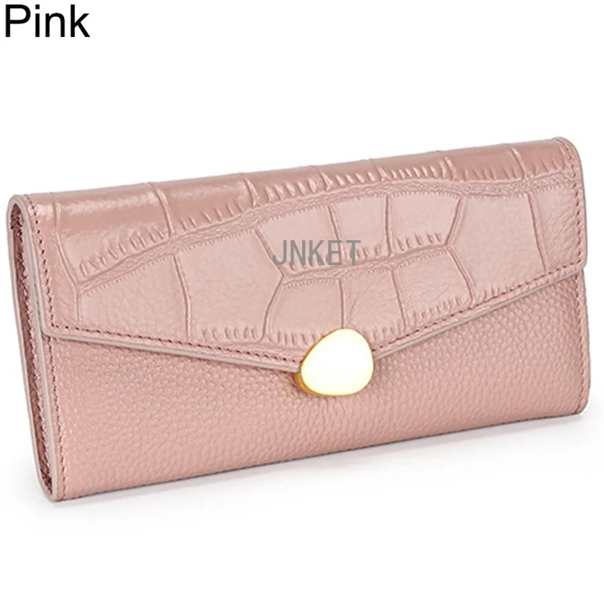 Fashion Women's Crocodile Pattern Cowhide Wallet Multifunction Clutch Wallet Card Holder Wallet Coins Purse Billfold