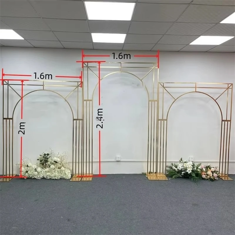 Golden Metal Background Props Party Frame Arch Flower Centerpiece Event Heart Decoration Wedding Arch Backdrop Frame Stand