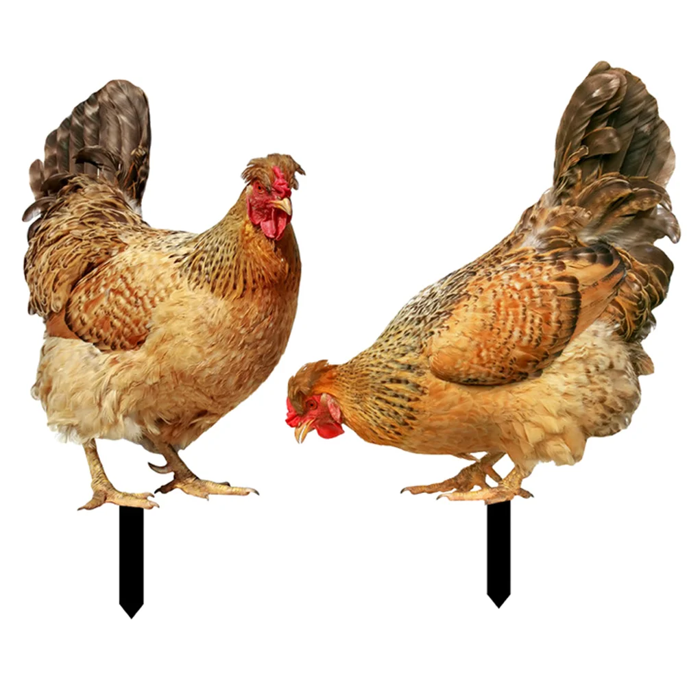 

Chicken Garden Decoration Yard Sign Insert Outdoor Adornment Backyard Acrylic Stake Lawn Animal Ornament