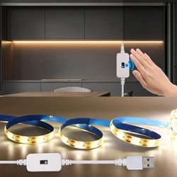 Tira de luces LED USB con Sensor de barrido manual, cinta de luz de movimiento, decoración impermeable para TV, armario de cocina, 5V, 1M, 2M, 3M