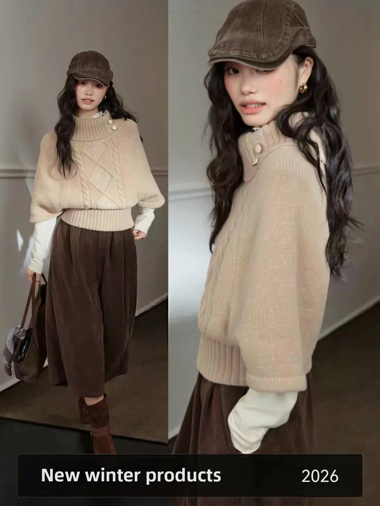 

Вязаный свитер-кашемир Ele для женщин, новинка весенней коллекции, с высоким воротником, пушистый, удобный, дышащий