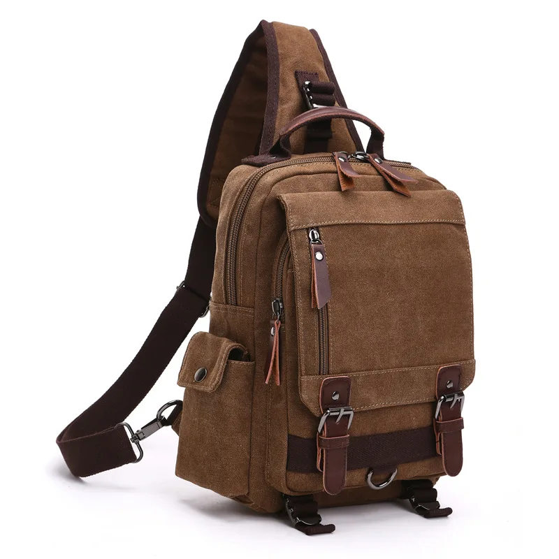 2023 Fashion Canvas Outdoor Travel Sports Cycling Mountain Climbing Crossbody Chest Bag Men's and Women's One Shoulder Backpack