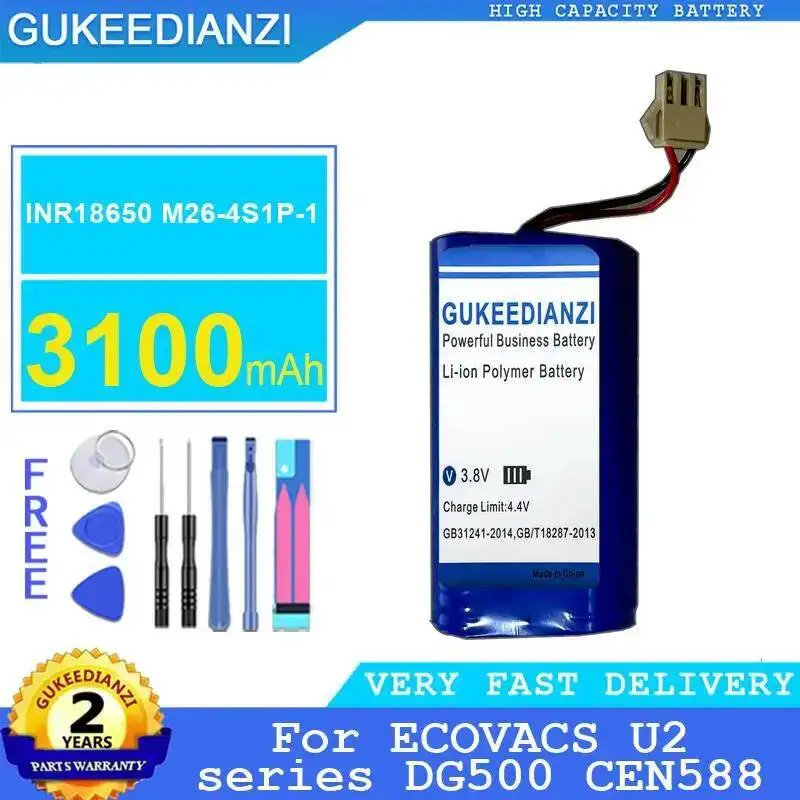 

Robotic Vacuum Cleaner Battery INR18650 M26-4S1P-1 3100Mah For Ecovacs U2 Series DG500 CEN588