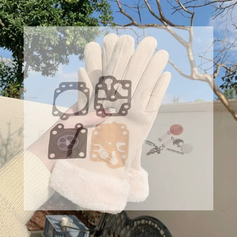 Women Winter Warm Suede Gloves Fuzzy Plush Cuff Thick Thermal Lined for Cold Weather Outdoor Commute