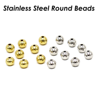 100 Pcs Round Spacer Beads Stainless Steel Beads 2mm 3mm 4mm 5mm 6mm 8mm 10mm Gold Spacer Beads for Jewelry Making
