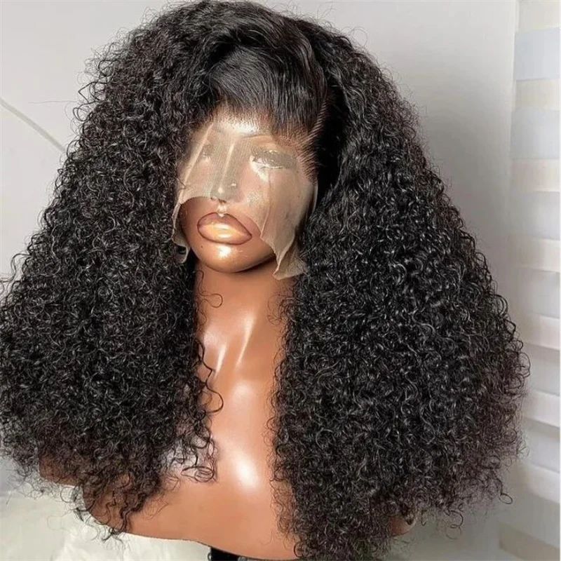 Soft 180Density 26 Inch Long Black Glueless Curly Lace Front Wig For Black Women With Baby Hair Preplucked Daily