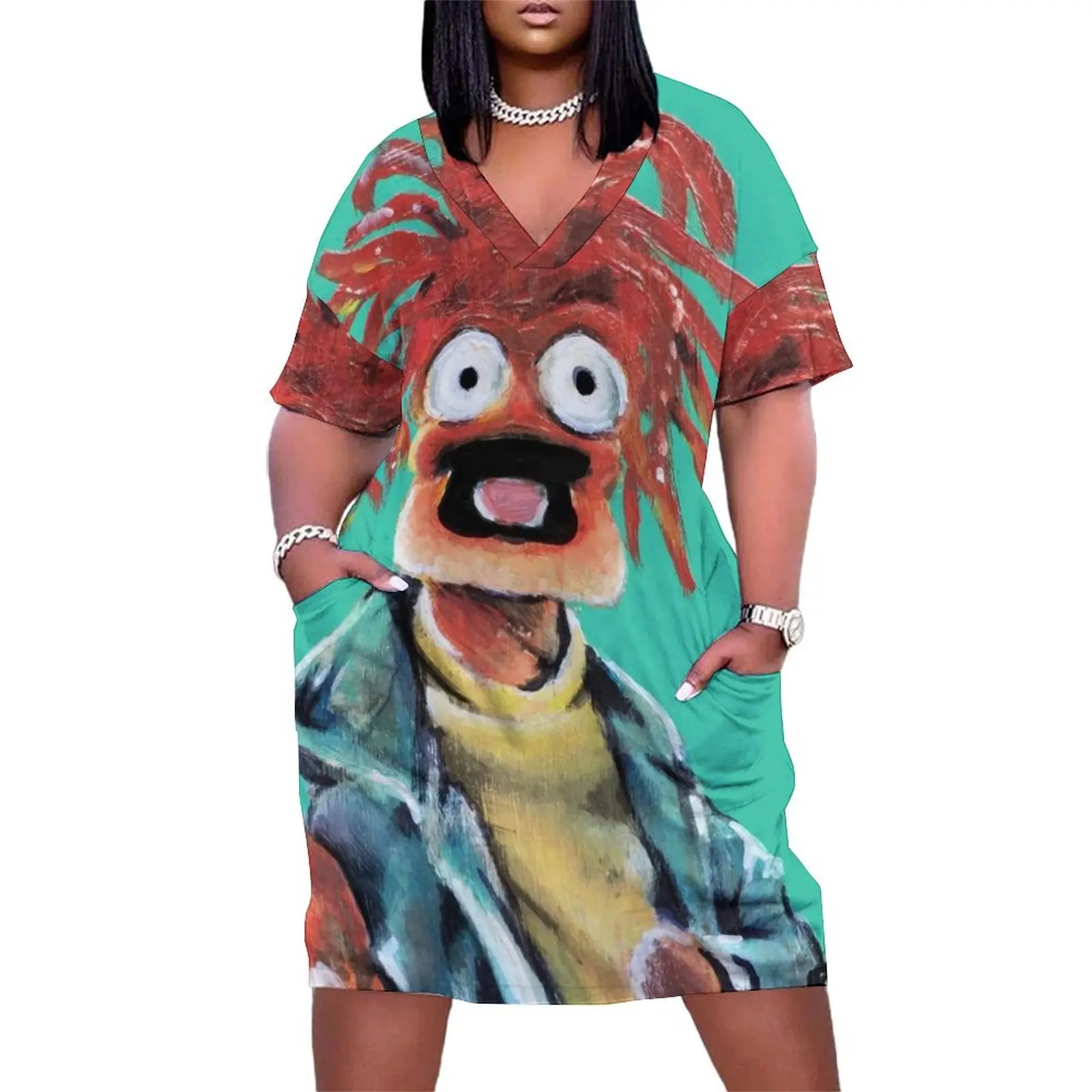 Pepe The King Prawn Fan Art Loose Pocket Dress women