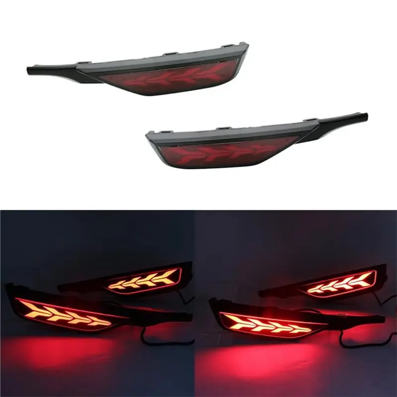ABHX-Rear Bumper Reflector Light For Honda Jazz Fit 2018-2020 LED Rear Fog Light Brake Light Turn Signal Light Accessories