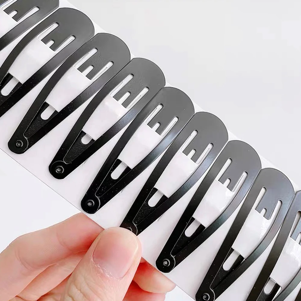 12pcs/Set Classic Black Metal Snap Hair Clips No Slip Water Drop Hair Pins Barrettes For Women Kid Toddler Girls Headdress