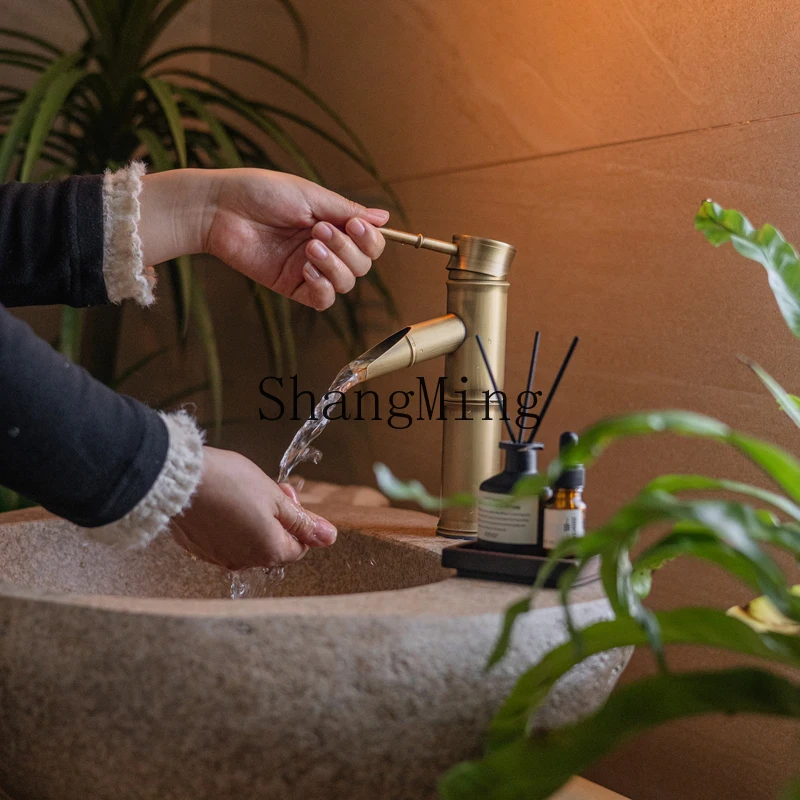 HJ outdoor courtyard sink villa garden stone pebble column retro creative outdoor sink