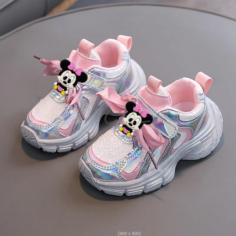 MINISO Mickey Minnie Sneaker Boys Shoe Leather Kids Shoes for Girl Lightweight Sports Running Tennis Boy Sneaker Walking Outdoor