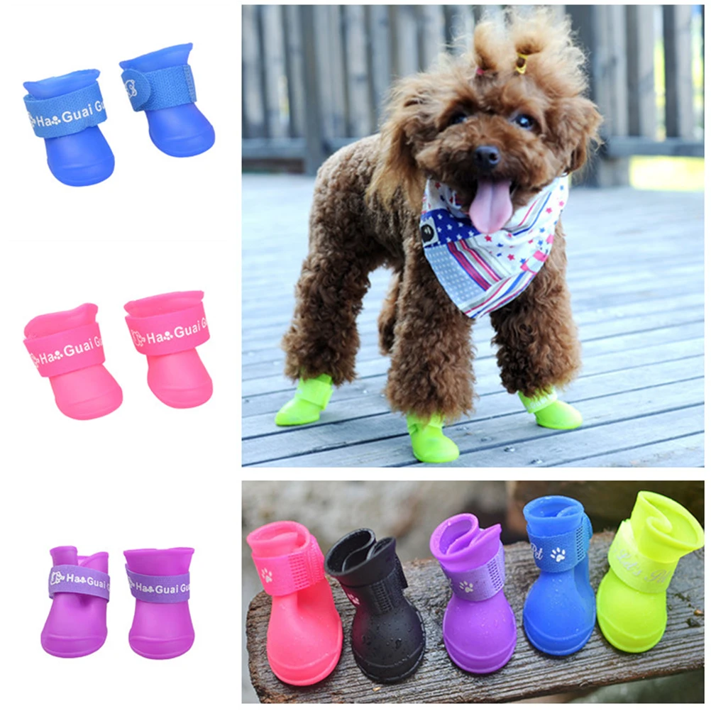 

Little Pet Dog Puppy Anti-slip Rain Snow Boots Candy Colors Rubber Waterproof Boots Shoes - Size S (Blue)