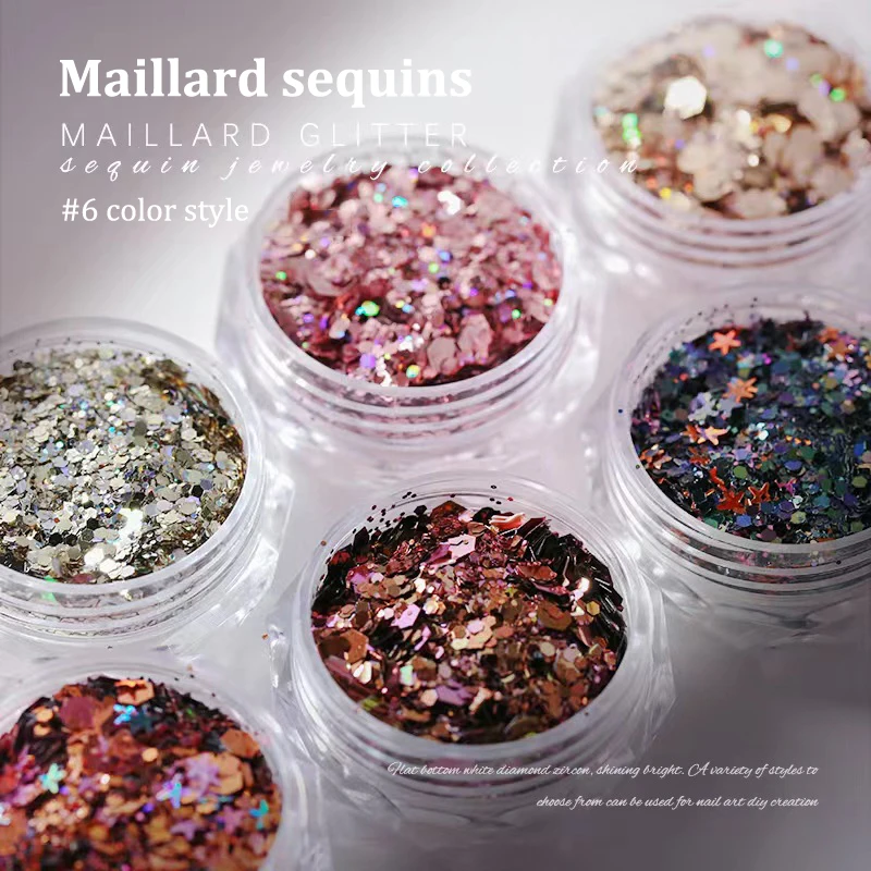 

Maillard Sparkly Mixed Nail Sequins UV Gel Acrylic Holographic Glitter Flakes Manicure Tips Charms For Women Girls DIY Manicure