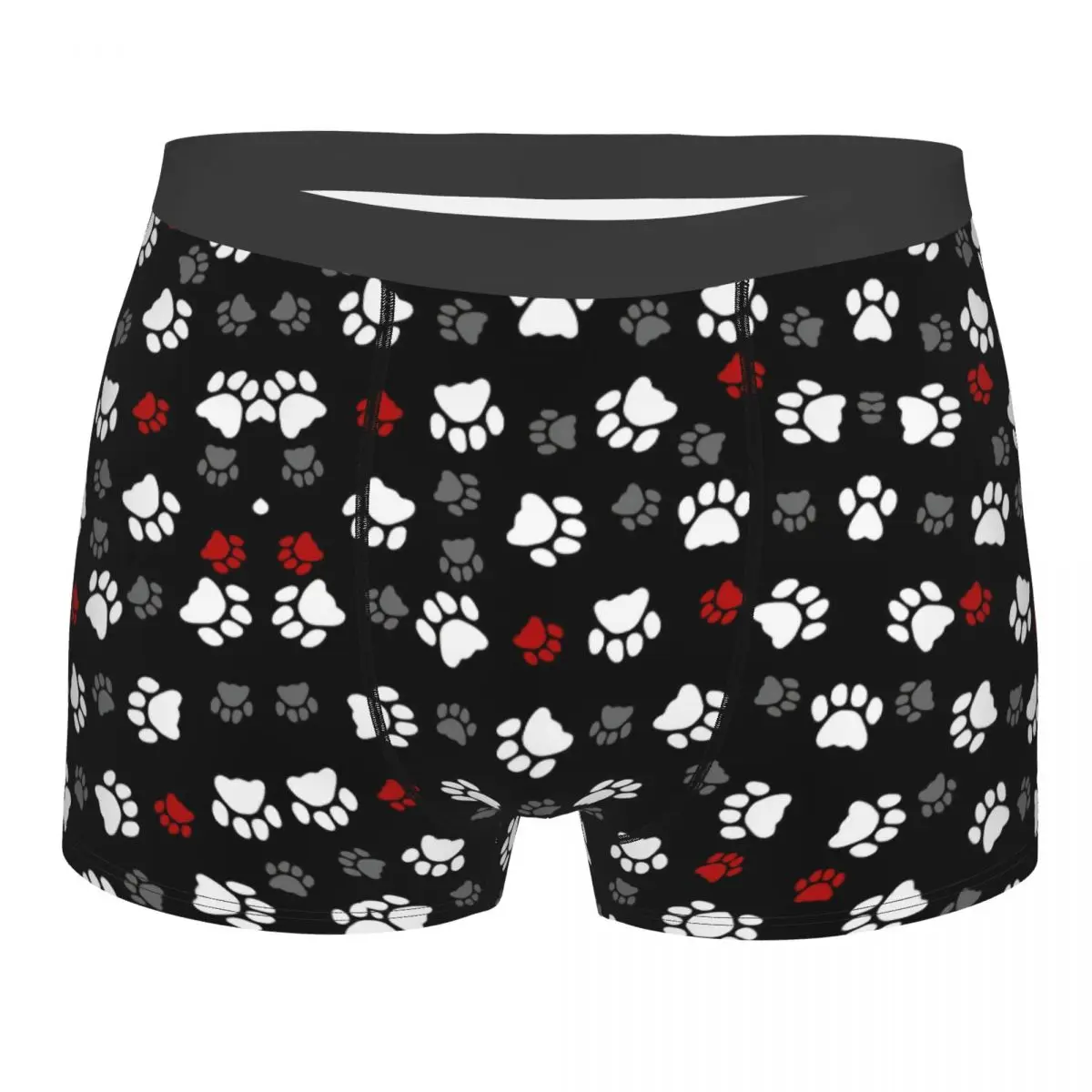 Men\'s Cute Paw Underwear Cat Dog Novelty Boxer Briefs Shorts Panties Male Breathable Underpants Plus Size