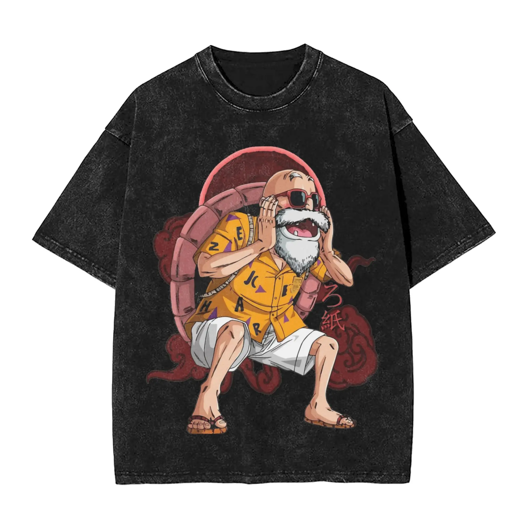 2026 Master Roshi Dragon Ball Printed T-shirt Men's and Women's Washed T-shirt High Quality Vintage Cotton T-shirt Harajuku Tops