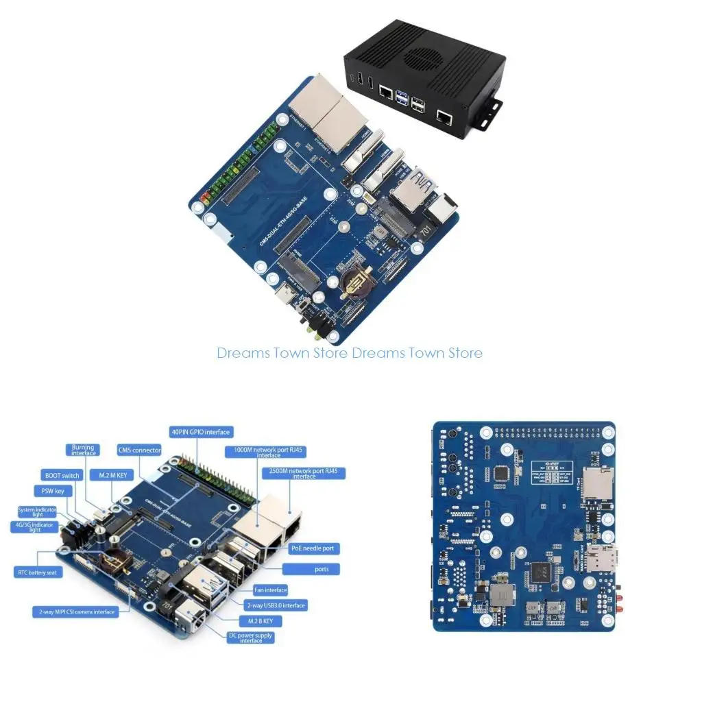 

HX6A M.2 Expansion Board Gigabit/2.5G Double Ethernet Expansion Board Computing Module For Compute Module 5 Accessories