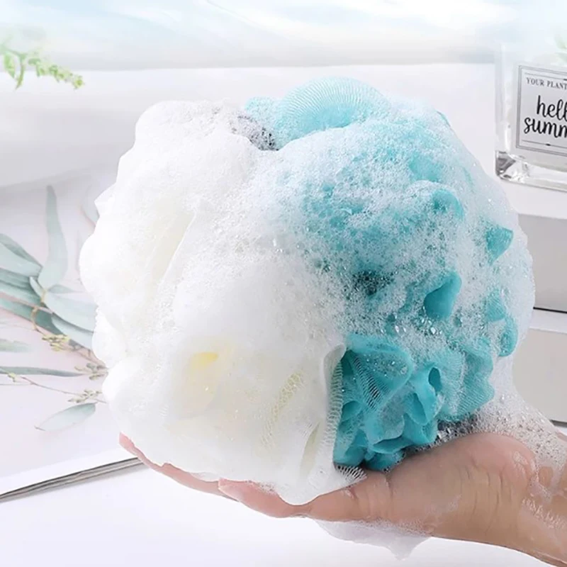 Large Bi-Colour Shower Balls Colourful PE Soft Frosted Bubble Bath Flower Flower Soft Scrubbing Bubble Net Two Color Bath Flower