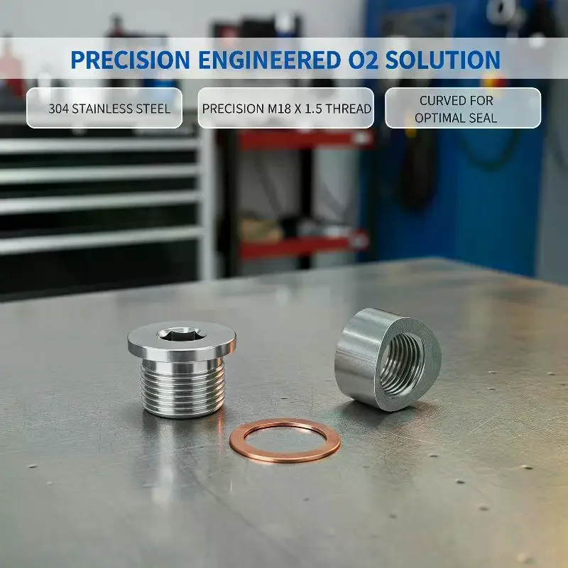 Stainless Steel Oxygen Sensor Curved Cut Nut Plug 1 Set Universal Fit for Most Car Repair Applications