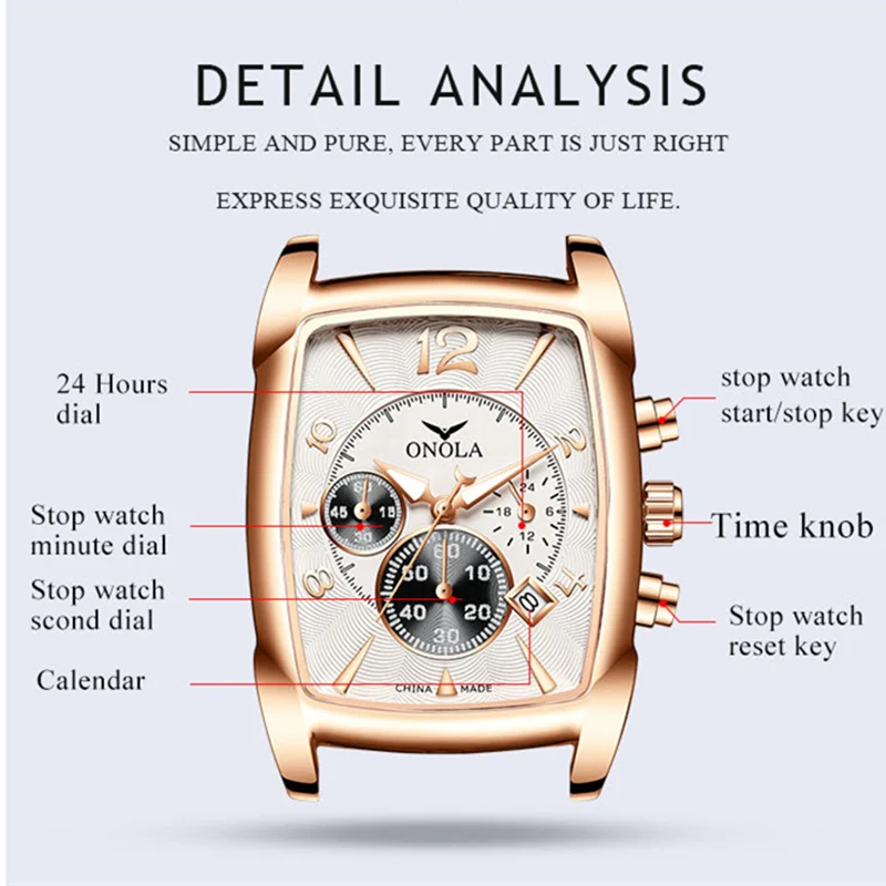 Men Watch ONOLA 2021 New Fashion Casual Stainless Steel Quartz Watches Men Luxury Top Brand Leather Watch for Men