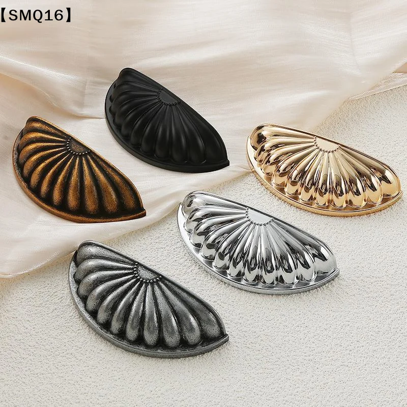 Shell Semicircle Solid Zinc Alloy Drawer Handles Headboard Cabinet Pulls Wine Cabinet Door Antique Handle Hardware【SMQ】