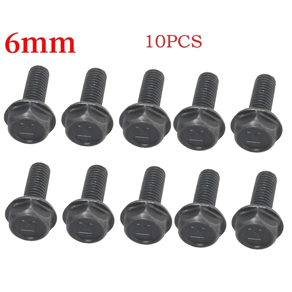 10pcs Saw Blade Screw M8 M7 M6 Left Hand Thread Hex Flange 6mm/7mm/8mm For Cutting Machine High Strength And Hardness Tool Parts