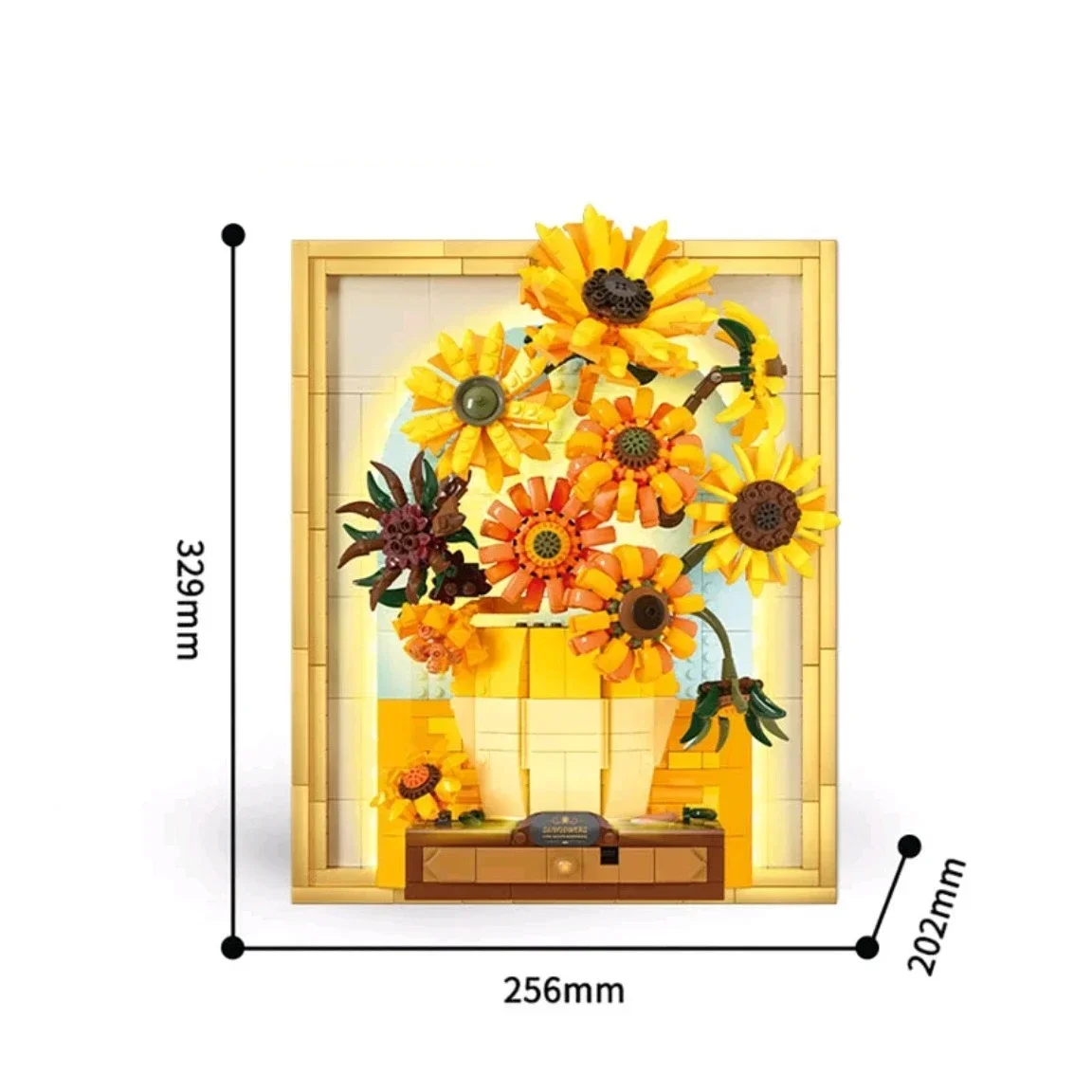 Van Gogh Sunflower Photo Frame with Light Building Blocks Classic Art Picture Model Bricks MOC Toys for Children Gifts Home Deco