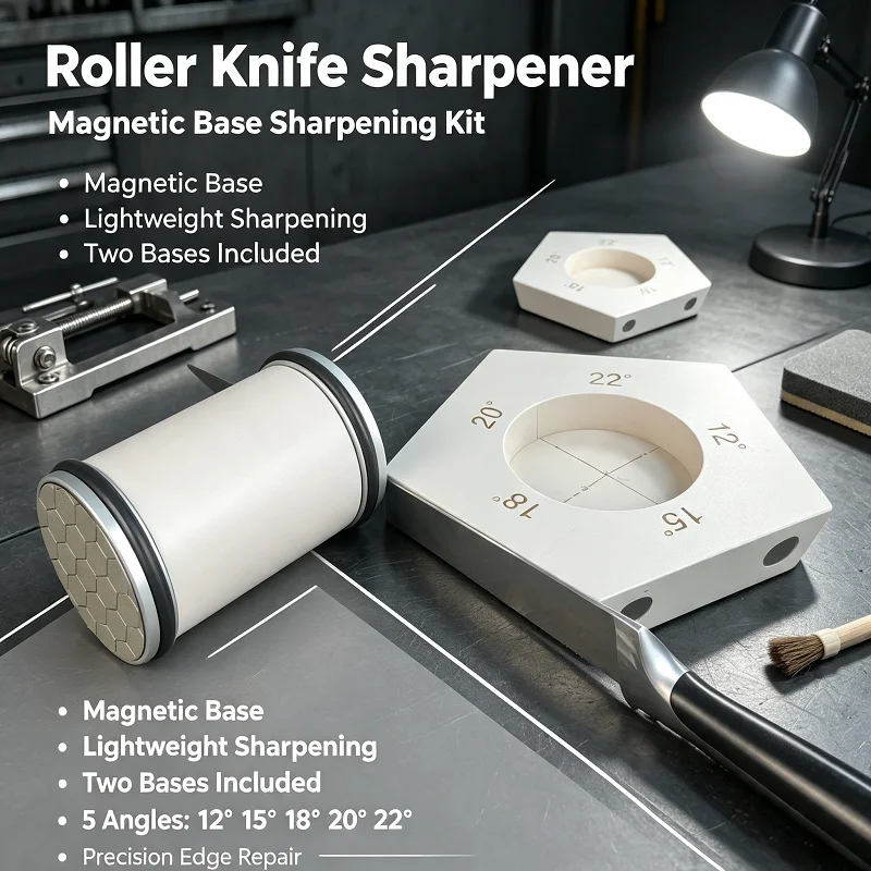 Adjustable Angle Roller Sharpening Stone 12° to 22° Diamond Agate Material Secure Quick Kitchen Knife Polishing Tool