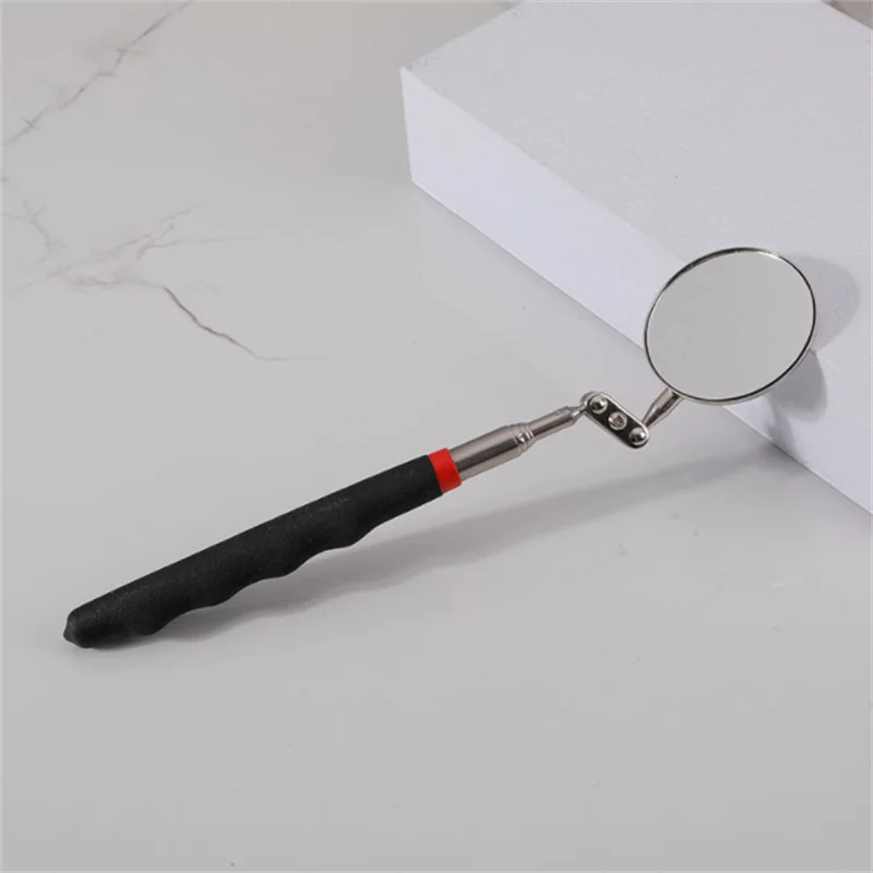 1Pc 50mm Car Telescopic Detection Lens Inspection Round Mirror 360 Repair Tool Stainless Steel