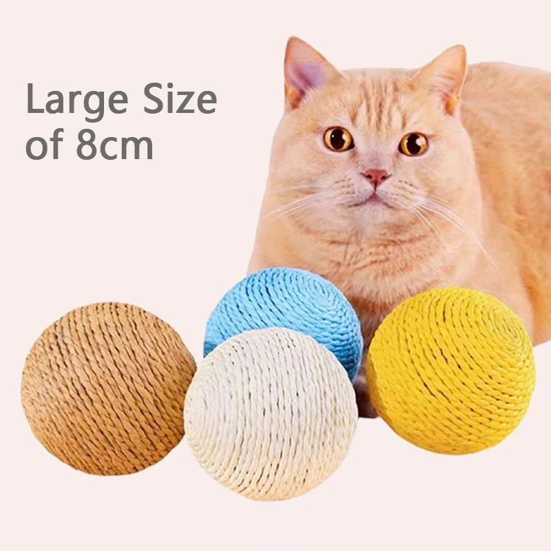 8cm Cat Scratching Ball Interactive Cat Toys Bite-resistant Kitten Chasing Ball Pet Sounding Toys for Cats Cat Accessories