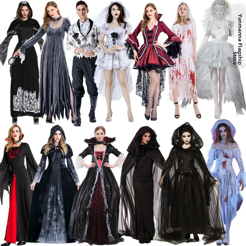 

Женский костюм на Хэллоуин, одежда для невесты ведьмы, eup Ball, зомби-призрак, миссис-призрак, полиэфирное волокно 00%