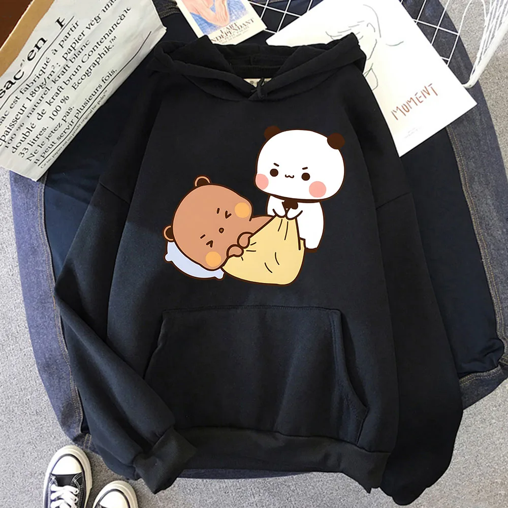 Wake Up Lazy DuDu It’s Shopping Time Hoodies Cute Bubu Panda Bear Print Sweatshirt Korean Styele Tops Women Clothes Men Pullover