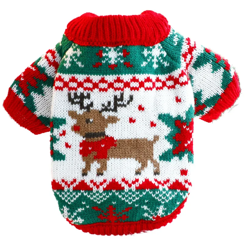 Bonito natal elk impressão roupas para cães de estimação outono novo clássico camisola de malha para cães pequenos médios chihuahua poodle filhote de cachorro suéteres