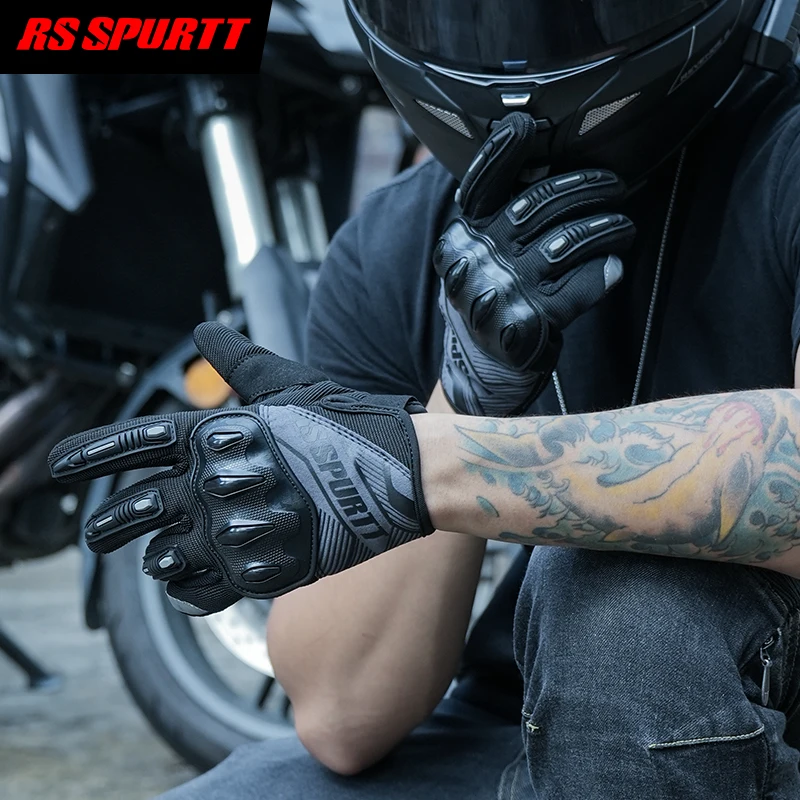 RS Lightweight Full Finger Motorcycle Gloves Keep Your Hands Cool & Safe Summer Breathable Anti-Slip Riding Gear for Men Women
