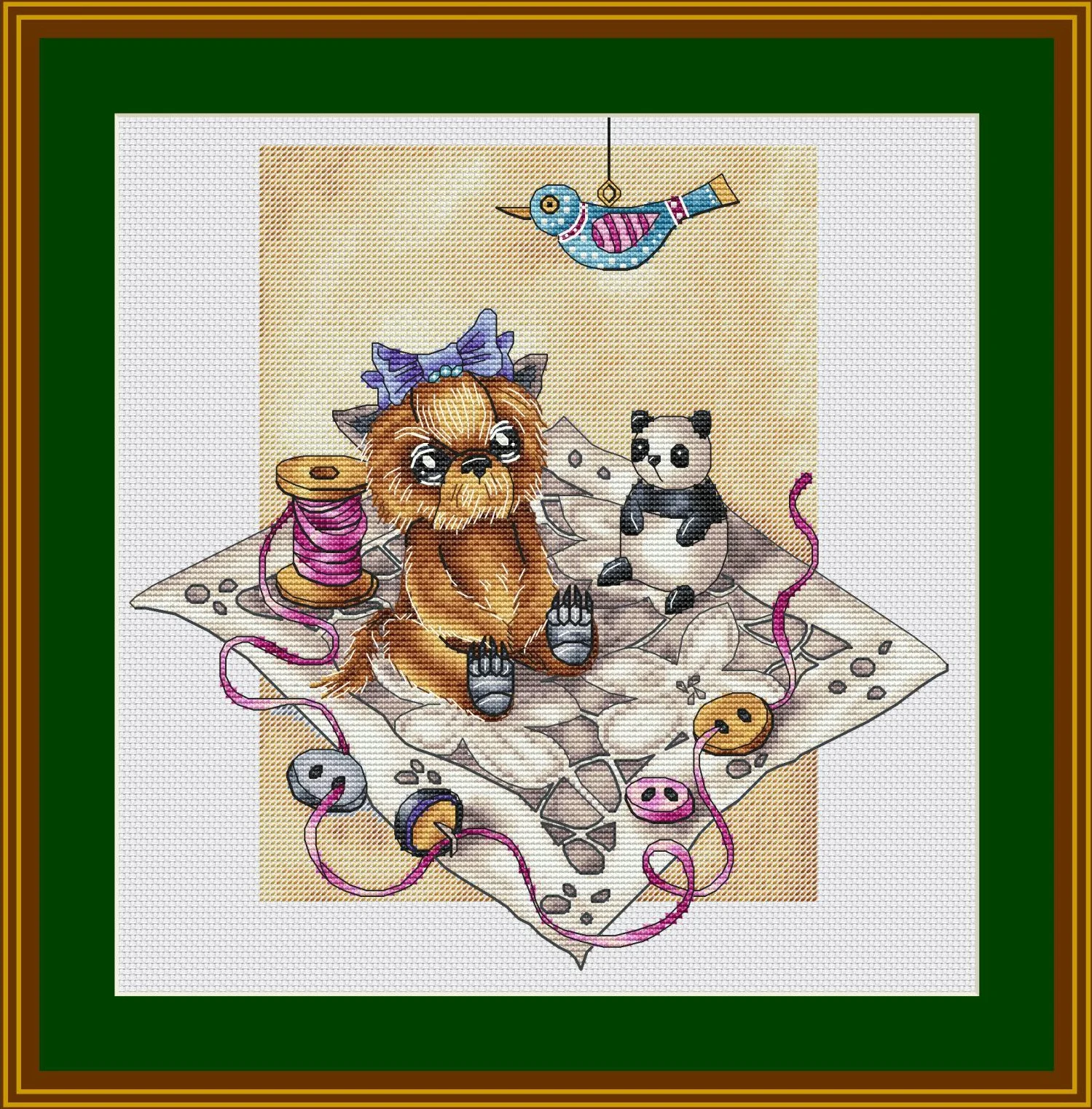 Cross stitch Kit 14CT Canvas Cross Stitch Embroidery Set Craft -20-Bow Wow Pup 36-37 Cross Stitch Set