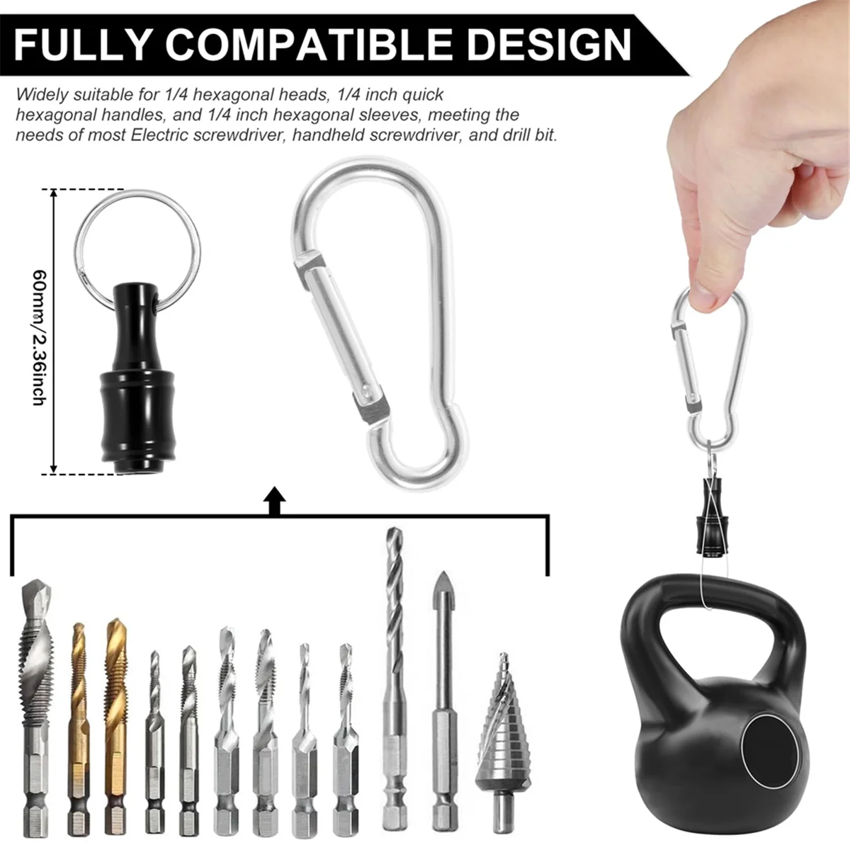 AAA87 12 шт., 1/4 дюйма, держатель отвертки с шестигранным хвостовиком, брелок для ключей, быстросменный удлинитель для дрели, брелок из алюминиевого сплава