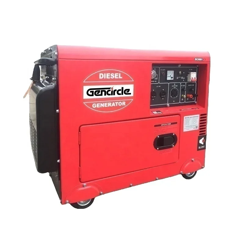 Power Generation 6000W 6500KW 7000W AC Generator Soundproof Type Engine Generator with Small Wheels/