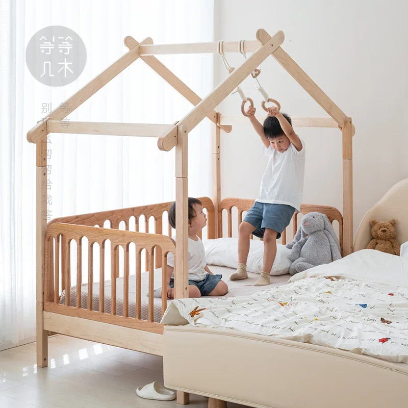 Wait a few wooden ice cream separate  solid wood bedside telescopic guardrail  boys and girls' c