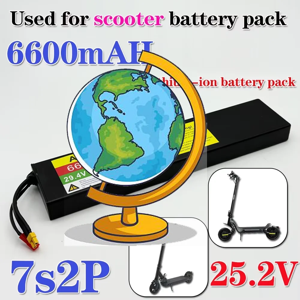

25.2V 6000mAh Li-ion Rechargeable 7S2P Battery Pack with BMS For 29.4V Electric Scooter+Charger