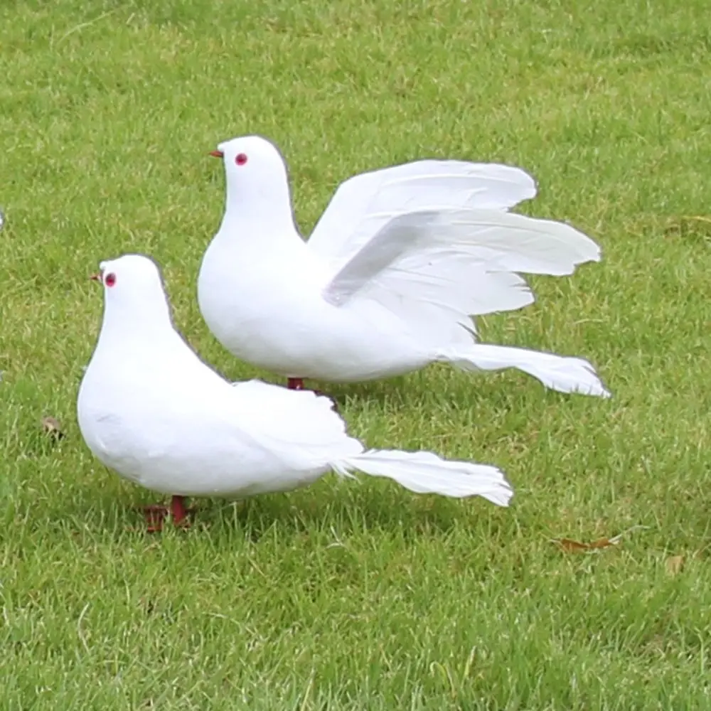 Vivid Small Peace Dove Bird Spread Wings White Pigeon Feather Foam Simulation Dove Shop Mall